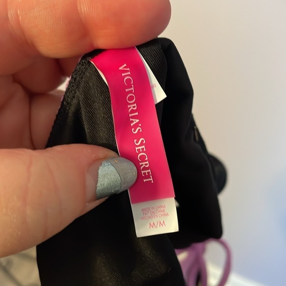 VICTORIA’S SECRET Black with Purple Braided Halter Front Cross Bikini Set size M - Picture 7 of 14